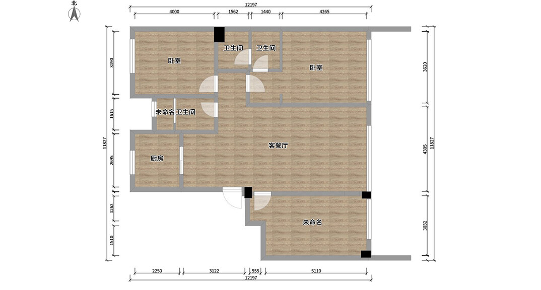 綠城曉峰湖畔130㎡三室二廳戶型平面布局圖.jpg