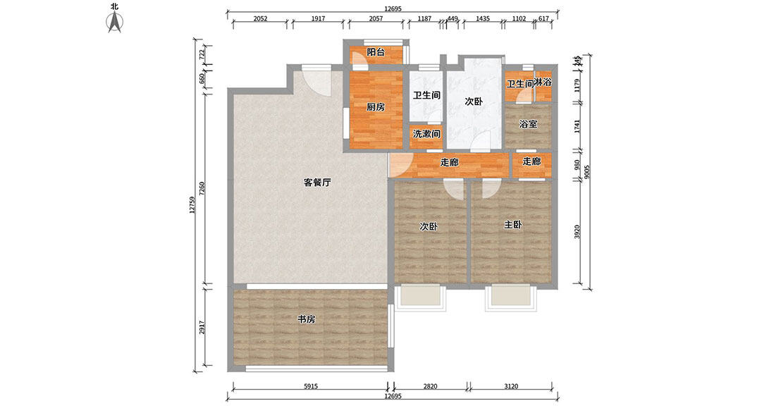 騰訊雙創(chuàng)小鎮(zhèn)人才公寓158㎡三室兩廳戶(hù)型平面布局圖.jpg